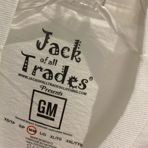 Mens Jack of All Trades T-shirt. Camaro Size Medium Color White - Picture 2 of 2